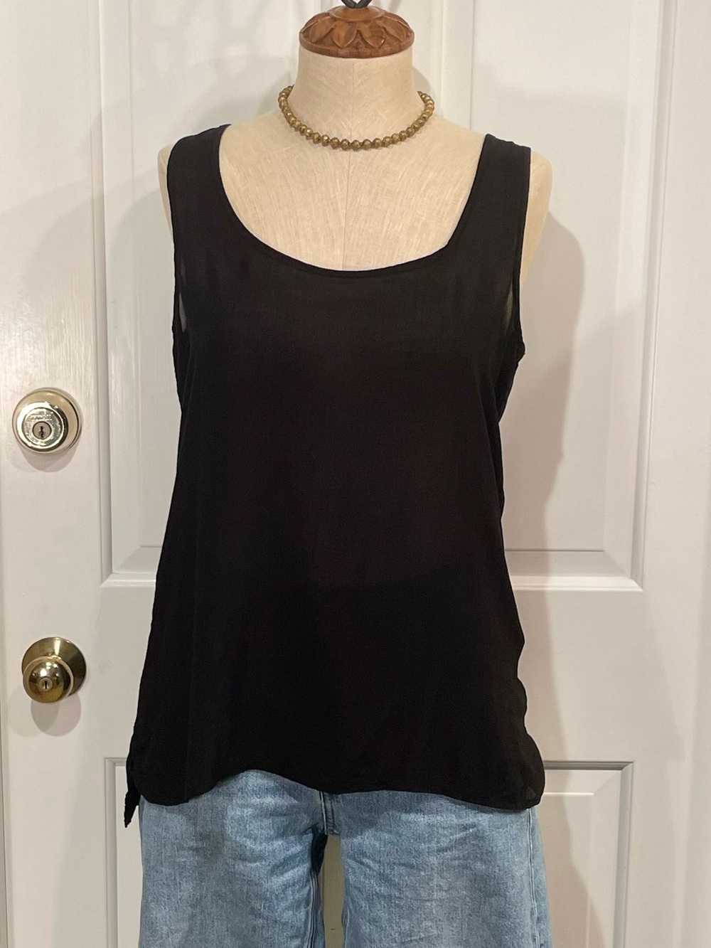 Black James Perse High Low Tank Top